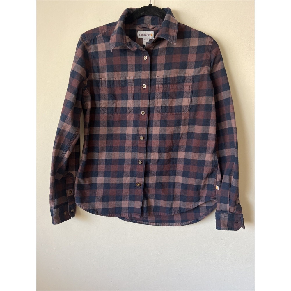 Carhartt Rugged Flex Hamilton Button Up Shirt Flannel Plaid Women's Small 4/6